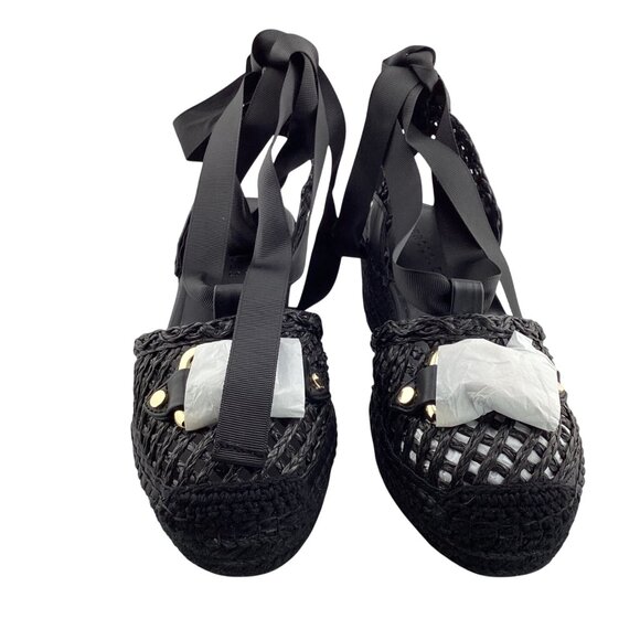 Aerosoles Scarlett Raffia Espadrille Wedge Sandal‎ Size 7.5 NWB Black Strappy - Picture 3 of 8